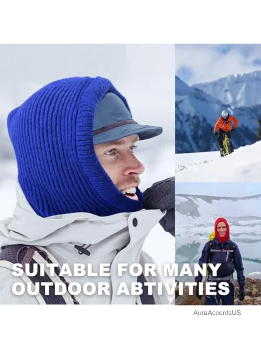 5-in-1 Hooded Scarf Balaclava Winter Hat Neck Gaiter Beanie